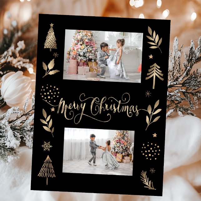 Gold Pine Tree Branch Photo Merry Christmas (Creator Uploaded)