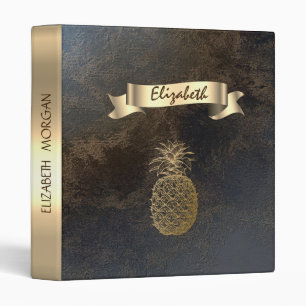 Gold Pineapple ,Leather Look, Binder