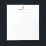 Gold Pineapple Logo Black Frame Notepad<br><div class="desc">Elegant faux gold foil pineapple logo design with black frame,  personalized with name,  notepad.  Text font style and colour can be customized.</div>