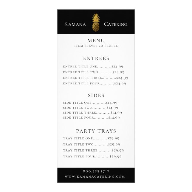 Gold Pineapple Menu Price (Front)