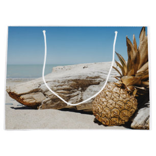 Gold pineapple on the beach large gift bag