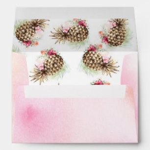 Gold Pineapple Pattern Blush Pink Envelope