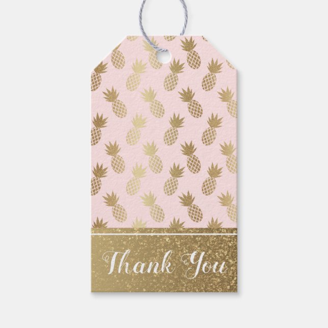 Gold Pineapple Pattern Gift Tags (Front)