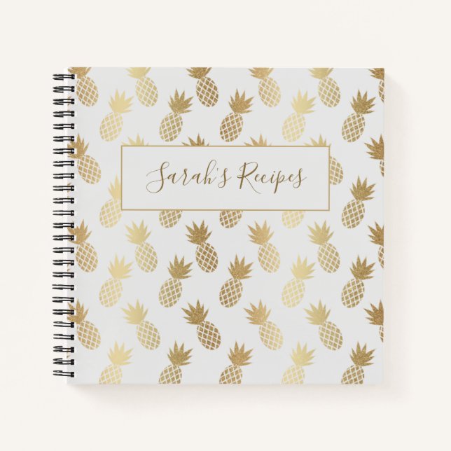 Gold Pineapple Pattern Notebook (Front)