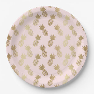 Gold Pineapple Pattern Paper Plate