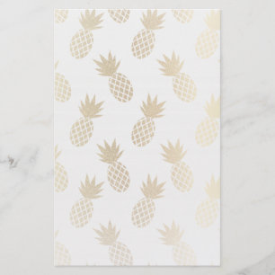Gold Pineapple Pattern Stationery