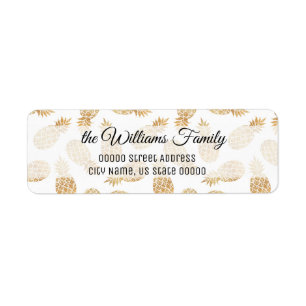 Gold Pineapple Personalized Return Adress