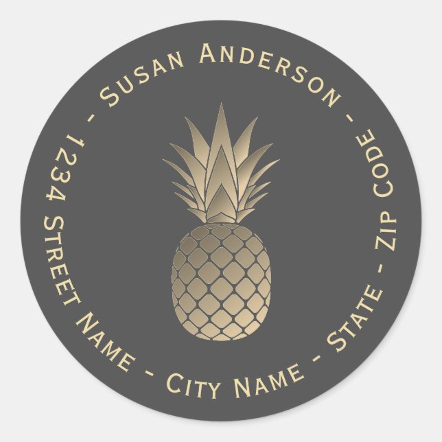 Gold Pineapple Return Address Label (Front)