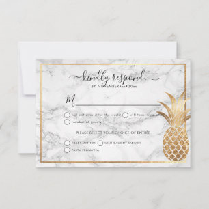 Gold Pineapple RSVP Marble Announcement