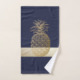 Gold Pineapple,Stripe -Personalized Bath Towel Set