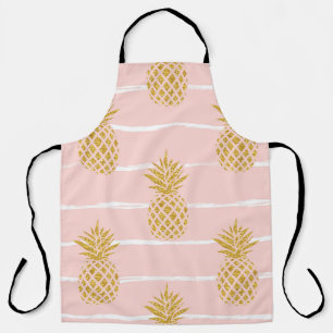 Gold Pineapple, Striped Summer Background. Apron