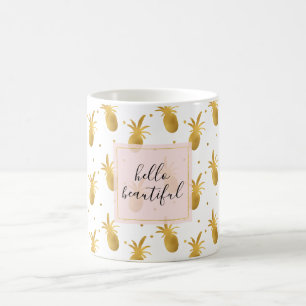 Gold Pineapples and Dots Coffee Mug