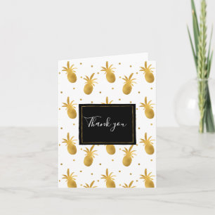 Gold Pineapples and Dots Thank you Card