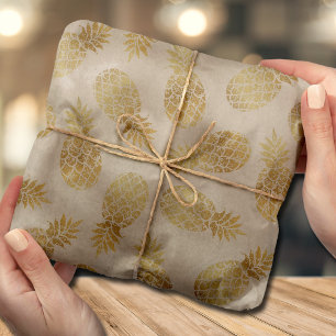 Gold Pineapples Tropical  Tissue Paper