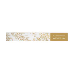 Gold Pinecones and Pine Needles Christmas Wrap Around Label