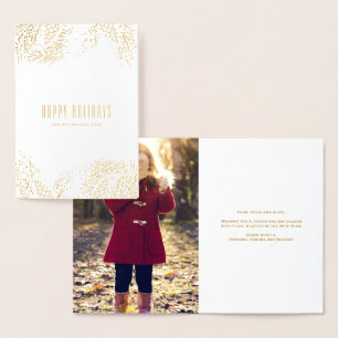 Gold Pinecones and Pine Needles Holiday Foil Card