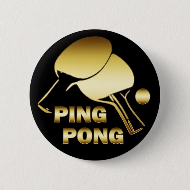 GOLD PING PONG 2 INCH ROUND BUTTON (Front)