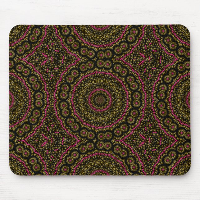 Gold Pink and Black Kaleidscope Mousepad (Front)