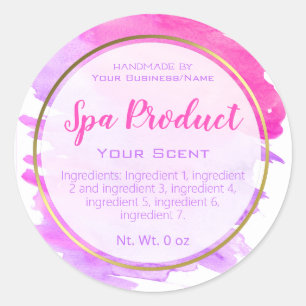 Gold Pink And Purple Watercolor Spa Labels