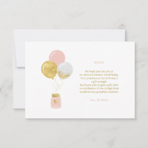 Gold & Pink   Birthday Party Gift Enclosure Card