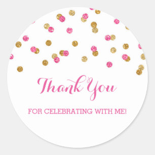 Gold Pink Birthday Thank You Custom Favour Tags