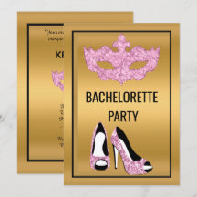 GOLD PINK BLACK BACHELORETTE MASQUERADE PARTY