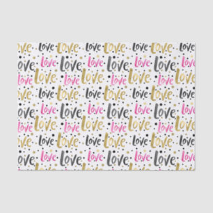 Gold Pink Black Confetti Love Tissue Paper