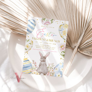 Gold Pink Blue Yellow Easter Egg Hunt & Brunch Inv Invitation