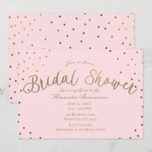 Gold & Pink Blush Modern Glam Bridal Shower Invitation