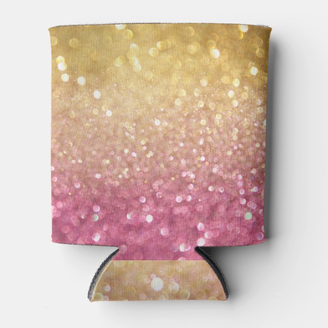 Gold Pink Bokeh: Abstract Lights Can Cooler (Front)