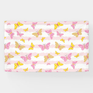 Gold & Pink Butterfly Banner