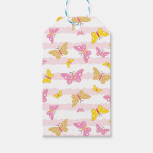 Gold & Pink Butterfly Gift Tags