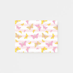 Gold & Pink Butterfly Post-it Notes