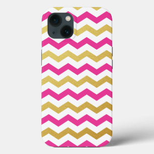 Gold & Pink Chevron Pattern iPad Case