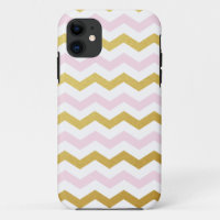 Gold & Pink Chevron Pattern iPhone Case