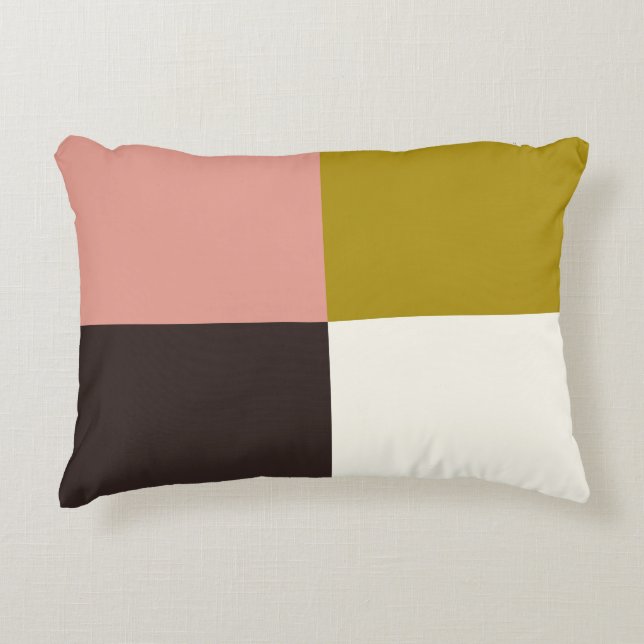 Gold Pink Chocolate Ivory Accent Pillow (Front)