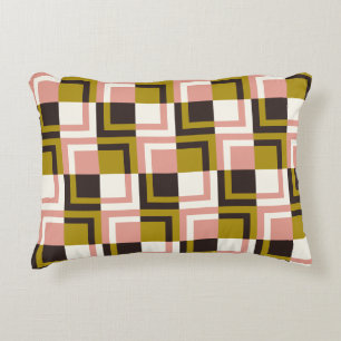 Gold Pink Chocolate Ivory Plaid  Accent Pillow
