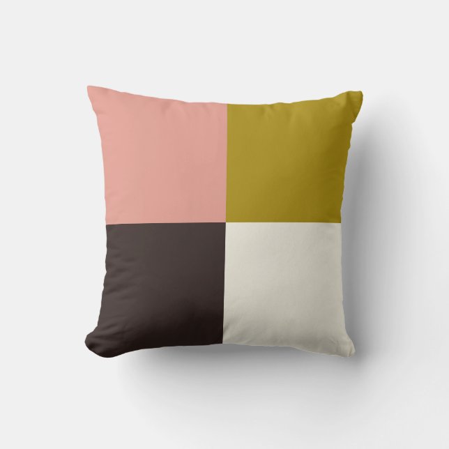 Gold Pink Chocolate Ivory Throw Pillow (Front)