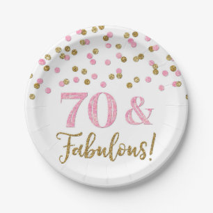 Gold Pink Confetti 70 and Fabulous Paper Plate