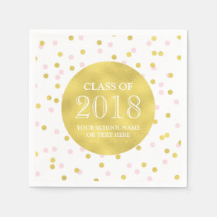 Gold Pink Confetti Class of 2018 Graduation Napkin