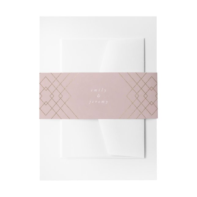 Gold Pink Elegance Diamond Geo Deco Wedding Invitation Belly Band (Front Example)