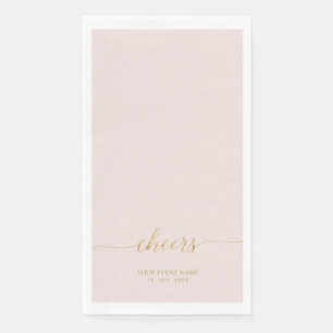 Gold & Pink   Elegant Lettering Cheers Custom Napkin