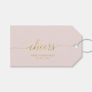 Gold & Pink Elegant Lettering Cheers Party Gift Tags