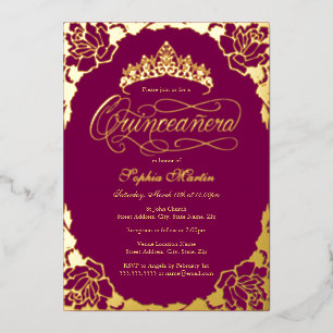 Gold Pink Elegant Script Quinceanera Birthday