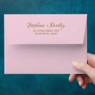 Gold Pink Elegant Simple Minimalist Wedding Envelope