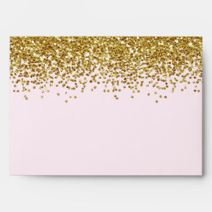 Gold Pink Faux Glitter Envelopes