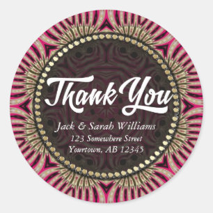 Gold Pink Favour Tag Thank You Sticker
