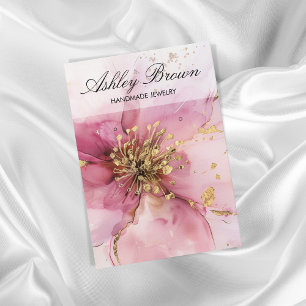 Gold Pink Floral Handmade Jewellery Earring Displa Business Card