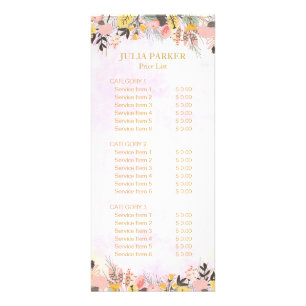Gold Pink Floral Rack Card