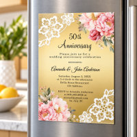Gold pink florals 50th wedding anniversary